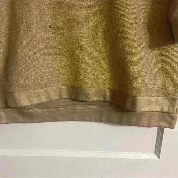 Chico's Gold Metallic Sweater Size 0 Jeweled Neckline 3/4 Sleeve Shimmer Holiday - Picture 11 of 15